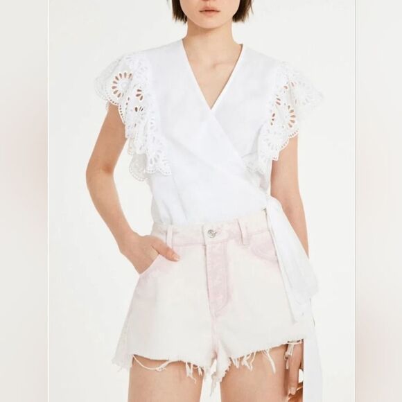 Claudie PIERLOT White Cotton Wrap Shirt - Picture 1 of 12